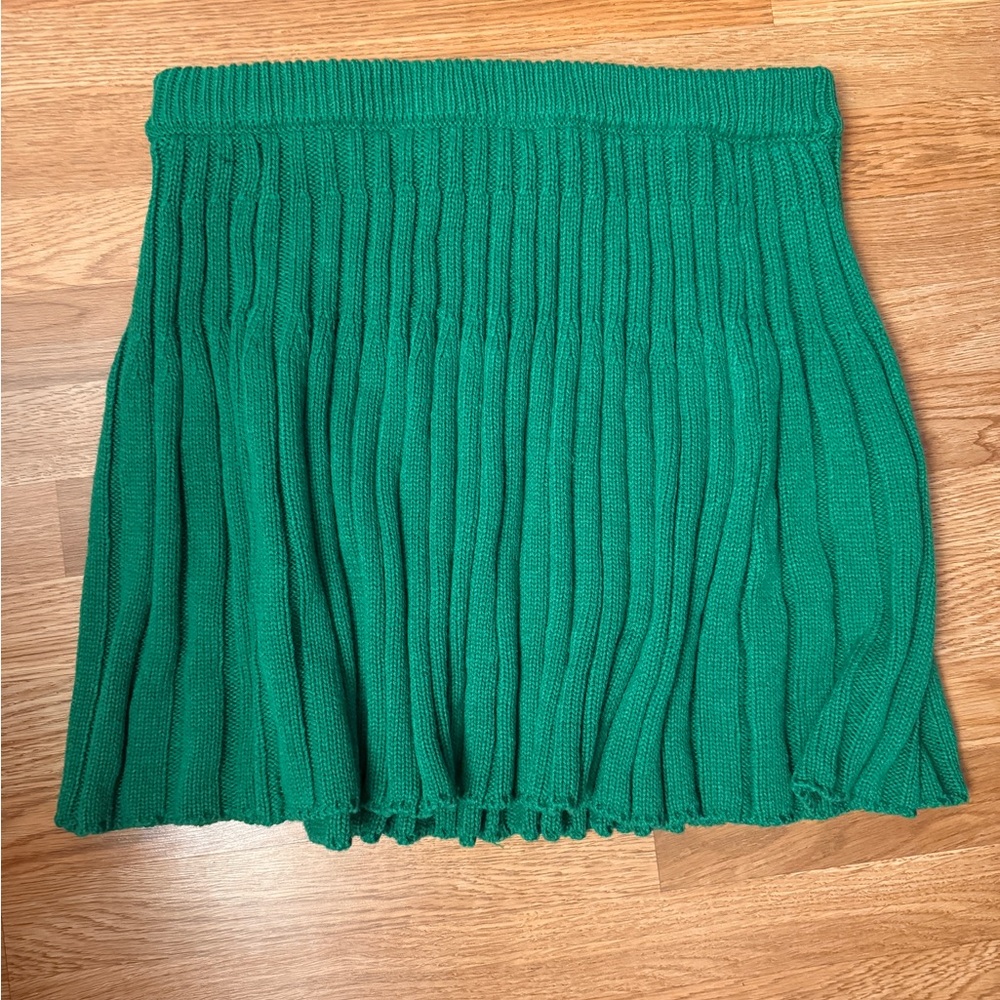 Eloquii Emerald Green Pleated Sweater Knit Tennis Skirt 14/16